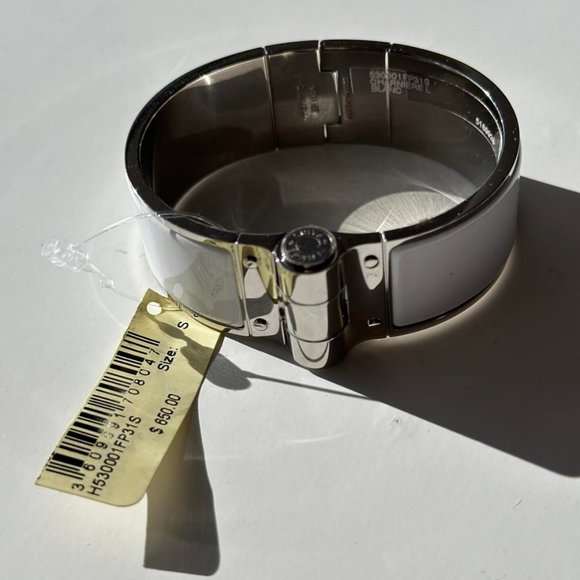 Hermès Charniere Silver Palladium-Plated Enamel Bracelet - Small - Picture 2 of 3